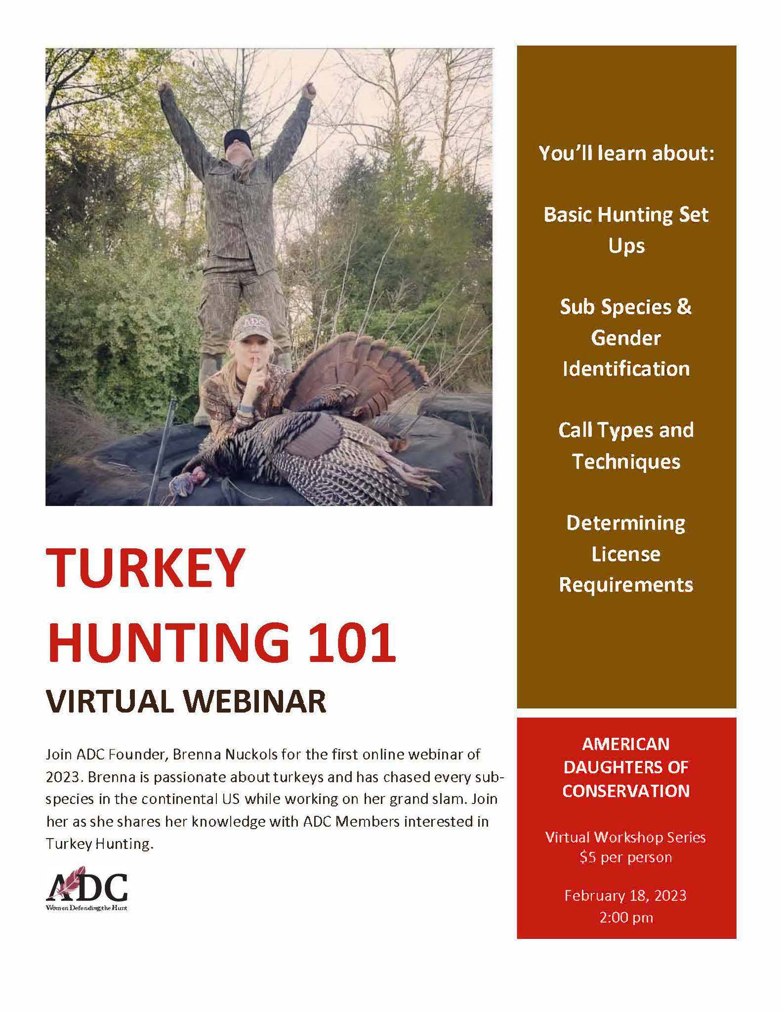 *RESCHEDULED* Webinar: Turkey Hunting 101 w/ADC Founder Brenna Nuckols